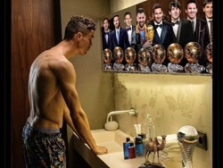 Meme muncul mengingat Ronaldo punya koleksi 5 Ballon dOr, masih kalah dari 8 punya Lionel Messi. Foto: dok. Internet/X (Twitter)