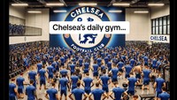 Akibat aksi belanja yang belum kunjung berhenti, gym-nya Chelesea sampai ramai banget kayak begini. Foto: dok. Internet/X (Twitter)