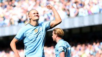 Di lima laga awal Liga Inggris, Erling Haaland sang striker Manchester City ngebut bikin 10 gol (Reuters)