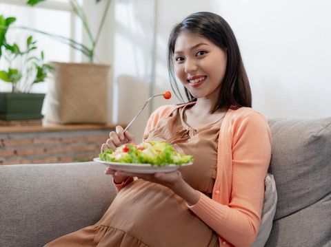 Ilustrasi Ibu Hamil Makan Sehat
