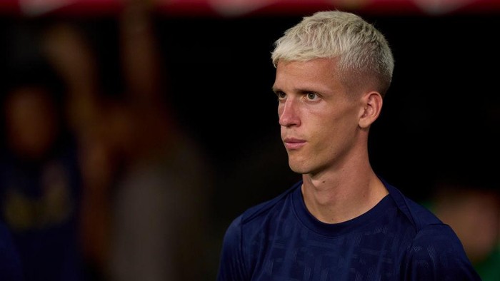 Dani Olmo BARCELONA, SPAIN - AUGUST 12: Dani Olmo of FC Barcelona looks on after the Joan Gamper Trophy match between FC Barcelona and AS Monaco at Estadi Olimpic Lluis Companys on August 12, 2024 in Barcelona, Spain. (Photo by Pedro Salado/Getty Images)
