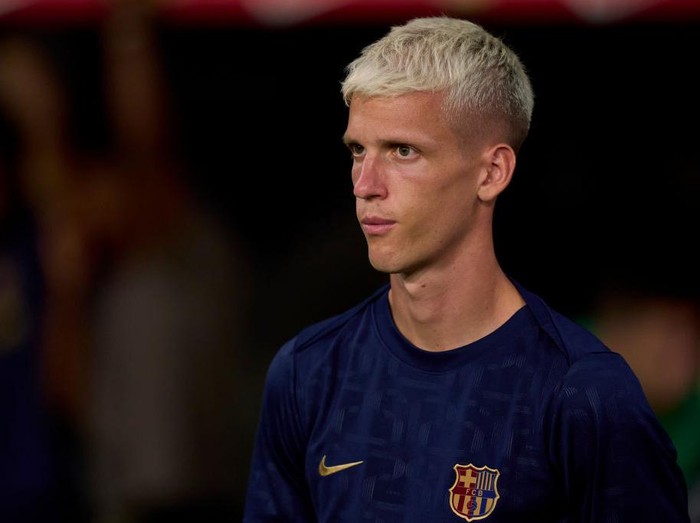 BARCELONA, SPAIN - AUGUST 12: Dani Olmo of FC Barcelona looks on after the Joan Gamper Trophy match between FC Barcelona and AS Monaco at Estadi Olimpic Lluis Companys on August 12, 2024 in Barcelona, Spain. (Photo by Pedro Salado/Getty Images)