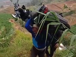 Viral Suradi Samson Asal Batang Panggul Motor Terperosok Kebun Sendirian