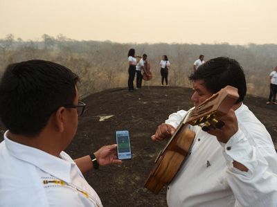 Curi Perhatian, Aksi Bermain Musik di Tengah Kebakaran Hutan Bolivia