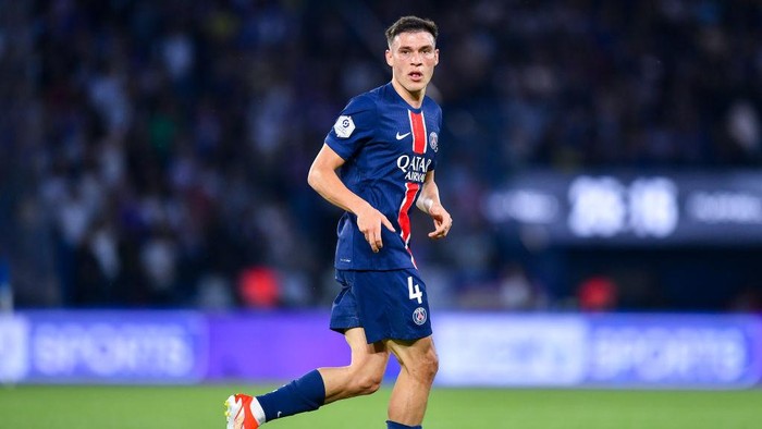 PARIS, FRANCE - MAY 12: Manuel Ugarte of PSG looks on during the Ligue 1 Uber Eats match between Paris Saint-Germain and Toulouse FC at Parc des Princes on May 12, 2024 in Paris, France. (Photo by Franco Arland/Getty Images)