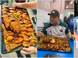 Gokil! Pria Habiskan Nasi Kandar Jumbo Seharga Rp 1,2 Juta