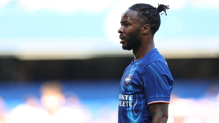 LONDON, ENGLAND - AUGUST 11:  Raheem Sterling of Chelsea looks on during the pre-season friendly match between Chelsea and FC Internazionale at Stamford Bridge on August 11, 2024 in London, England. (Photo by Chris Lee - Chelsea FC/Chelsea FC via Getty Images)