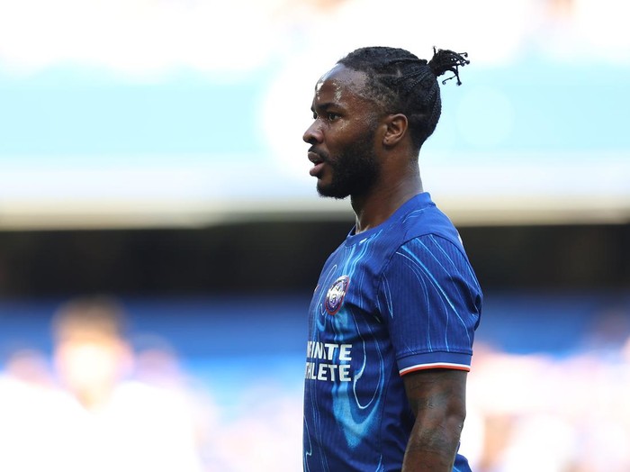 LONDON, ENGLAND - AUGUST 11:  Raheem Sterling of Chelsea looks on during the pre-season friendly match between Chelsea and FC Internazionale at Stamford Bridge on August 11, 2024 in London, England. (Photo by Chris Lee - Chelsea FC/Chelsea FC via Getty Images)