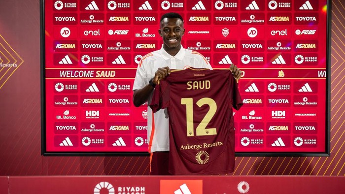 ROME, ITALY - AUGUST 27: AS Roma New Signing Saud Abdulhamid during his first day at Centro Sportivo Fulvio Bernardini on August 27, 2024 in Rome, Italy. (Photo by Fabio Rossi/AS Roma via Getty Images)