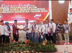 Sujatno-Ida Yuhana Jadi Pendaftar Pertama Pilbup Magetan