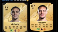 Salah satu meme soal Antony disebut layak dapat rating tinggi di EA FC 24. Foto: dok. Internet/X (Twitter)