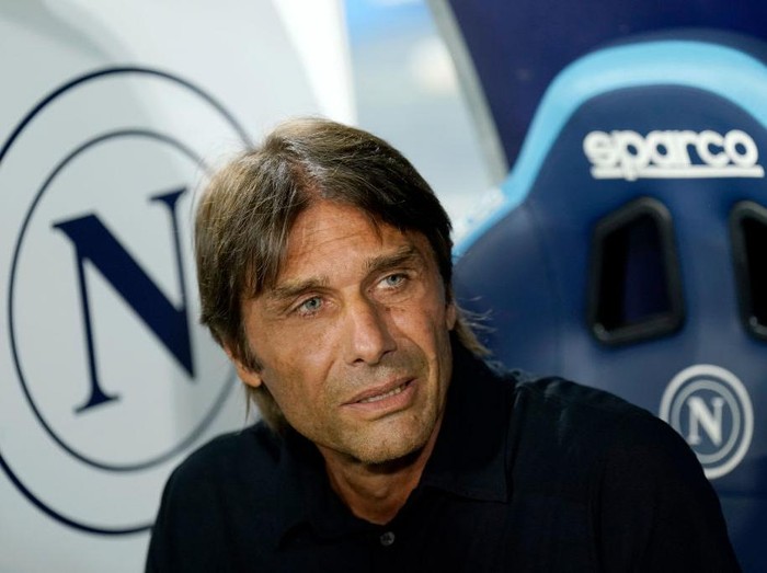Naples, Italy - August 25: Head coach Antonio Conte of SSC Napoli looks on during the Serie A match between SSC Napoli and Bologna FC at Diego Armando Maradona Stadium on August 25, 2024 in Naples, Italy. (Photo by Matteo Ciambelli/DeFodi Images via Getty Images)