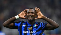 MU terbaru kabarnya membidik Marcus Thuram dari Inter. Thuram bisa saja didatangkan, karena Inter turut minati Hojlund (Inter via Getty Images/Mattia Pistoia - Inter)