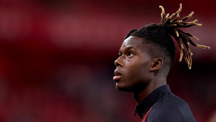 Nico Williams BILBAO, SPAIN - AUGUST 31: Nico Williams of Athletic Club looks on before the La Liga EA Sports match between Athletic Club and Club Atletico de Madrid at Estadio de San Mames on August 31, 2024 in Bilbao, Spain. (Photo by Ion Alcoba Beitia/Getty Images)