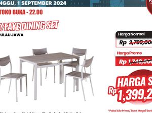 Satu Set Meja Makan Diskon Rp 1 Jutaan di Transmart Full Day Sale! Satu Set Meja Makan Diskon Rp 1 Jutaan di Transmart Full Day Sale!