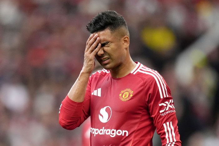 Manchester Uniteds Casemiro dejected during the Premier League match at Old Trafford, Manchester. Picture date: Sunday September 1, 2024. (Photo by Nick Potts/PA Images via Getty Images)