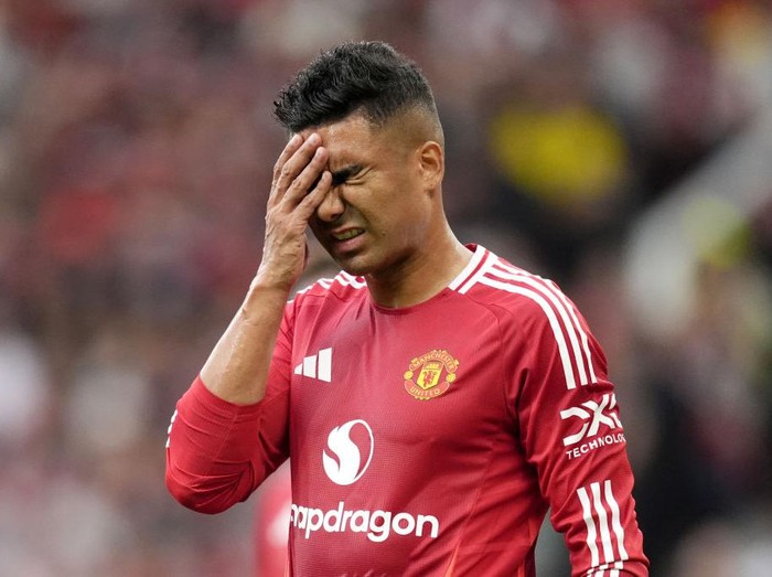 Manchester United's Casemiro dejected during the Premier League match at Old Trafford, Manchester. Picture date: Sunday September 1, 2024. (Photo by Nick Potts/PA Images via Getty Images)
