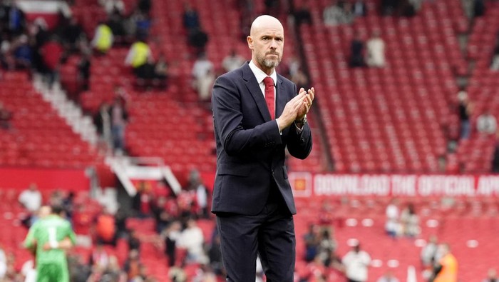 Manchester United manager Erik ten Hag applauds the fans at the end of the match during the Premier League match at Old Trafford, Manchester. Picture date: Sunday September 1, 2024. (Photo by Nick Potts/PA Images via Getty Images)