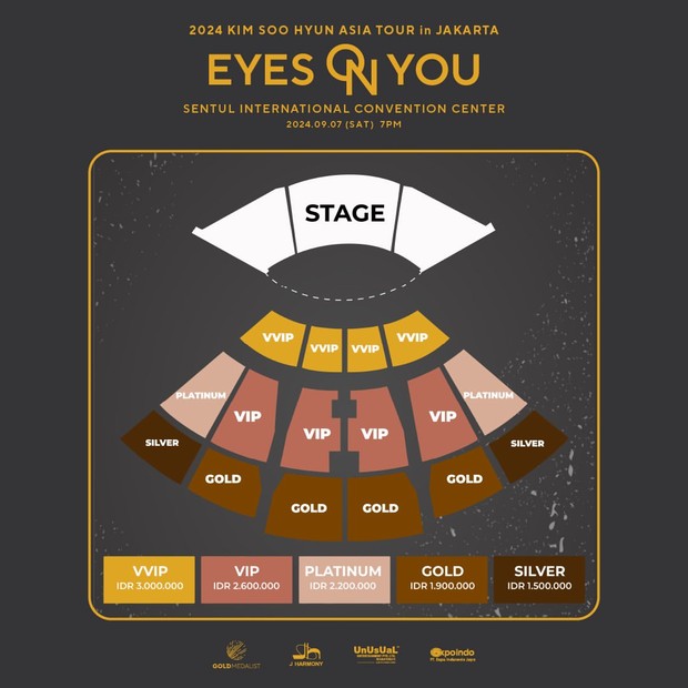 Poster seat plan dan price list fan meeting Kim Soo Hyun 'Eyes On You' di Jakarta
