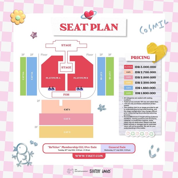 Poster seat plan dan price list konser Red Velvet 'HAPPINESS My Dear Reveluv' di Jakarta