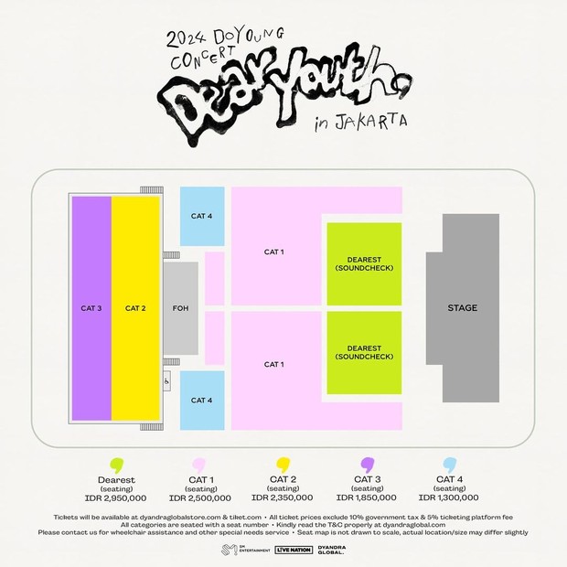 Postret seat plan dan price list konser Doyoung 'Dear Youth' di Jakarta