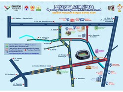 Ini Ruas Jalan yang Ditutup-Lokasi Parkir saat Pembukaan PON XXI di Aceh