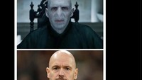 Kalau ten Hag bukan Harry Potter, ia pun dibilang sungguh layak jadi lord Voldemort. Foto: dok. Internet/X (Twitter)