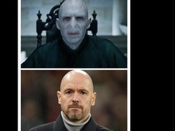 Kalau ten Hag bukan Harry Potter, ia pun dibilang sungguh layak jadi lord Voldemort. Foto: dok. Internet/X (Twitter)