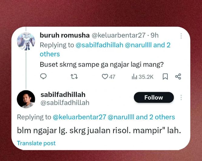Cuitan Sabil soal nasibnya usai dipecat gegara cuitan ke Ridwan Kamil.