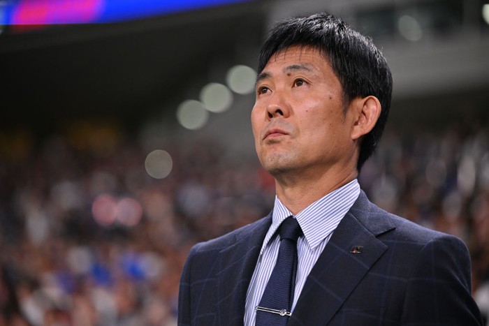 SAITAMA, JAPAN - SEPTEMBER 05: Japan head coach, Hajime Moriyasu looks on during the FIFA World Cup Asian 3rd Qualifier Group C match between Japan and China at Saitama Stadium on September 05, 2024 in Saitama, Japan. (Photo by Kenta Harada/Getty Images)