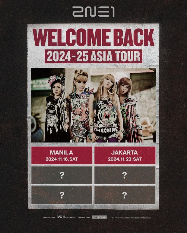 Poster konser 2NE1 WELCOME BACK 2024/Foto: Instagram @yg_ent_official
