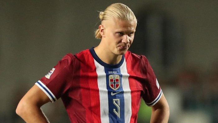 Soccer Football - Nations League - League B - Group 3 - Kazakhstan v Norway - Central Stadium, Almaty, Kazakhstan - September 6, 2024 Norways Erling Haaland reacts during the match REUTERS/Pavel Mikheyev