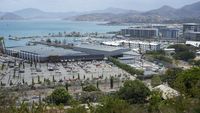 Foto Udara Pelabuhan Port Moresby di Teluk Papua