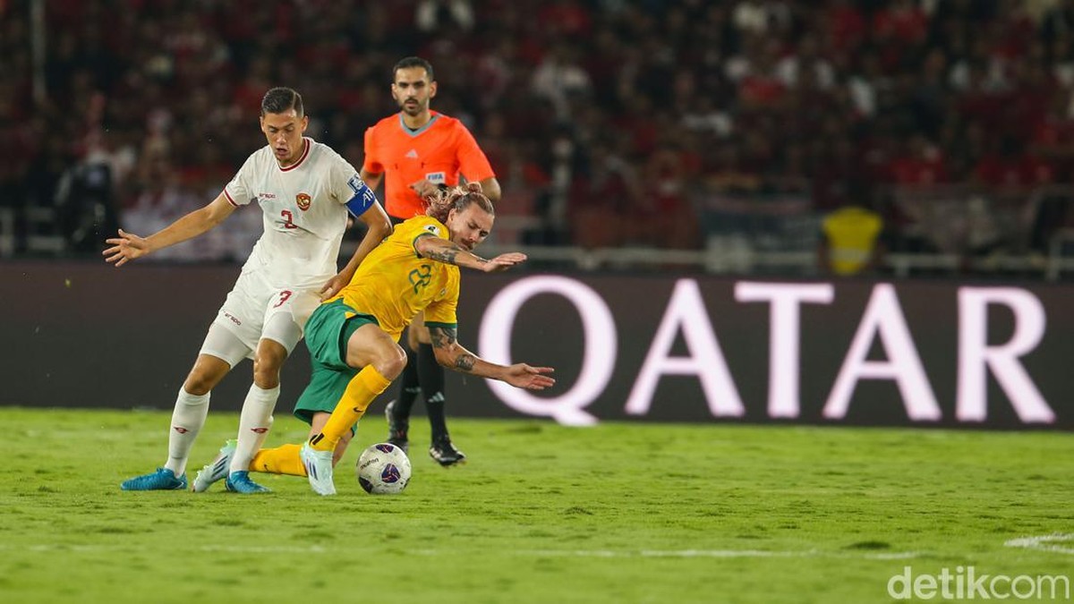 Jackson Irvine saat menghadapi Indonesia di Jakarta. (Foto: Rifkianto Nugroho/detikcom)