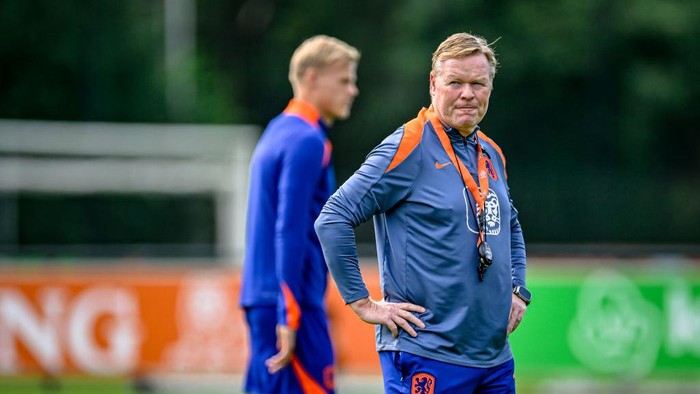 Netherlands trainer coach Ronald Koeman during the match training and press conference for the Netherlands Nations League season 2024-2025 at the KNVB Campus in Zeist, Netherlands, on September 9, 2024. (Photo by Stefan Koops/EYE4images/NurPhoto via Getty Images)