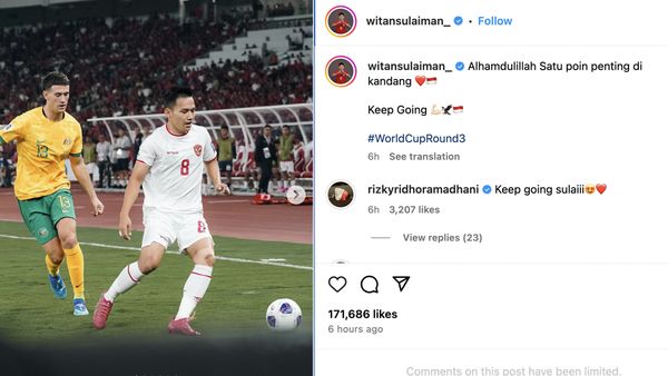 Paes Sampai Ridho Rayakan Hasil Imbang Lawan Australia di Instagram