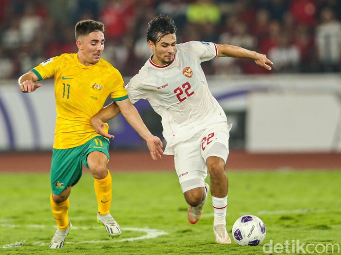 Nathan Tjoe A On bermain dalam laga Indonesia vs Australia Grup C Kualifikasi Piala Dunia 2026 di Stadion Utama Gelora Bung Karno (SUGBK), Jakarta, Selasa (10/9/2024).