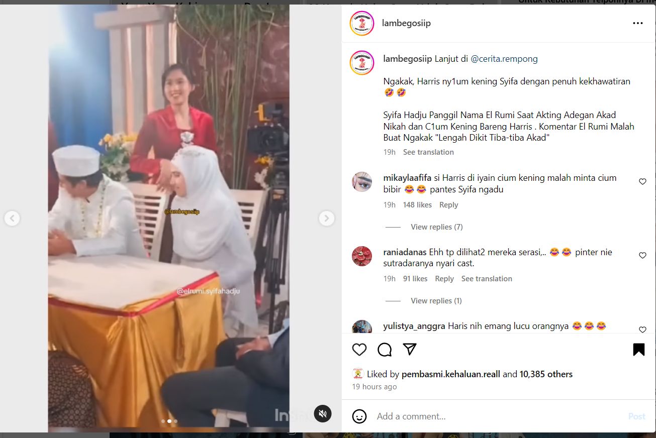 Momen pernikahan Syifa Hadju dengan Harris Vriza.