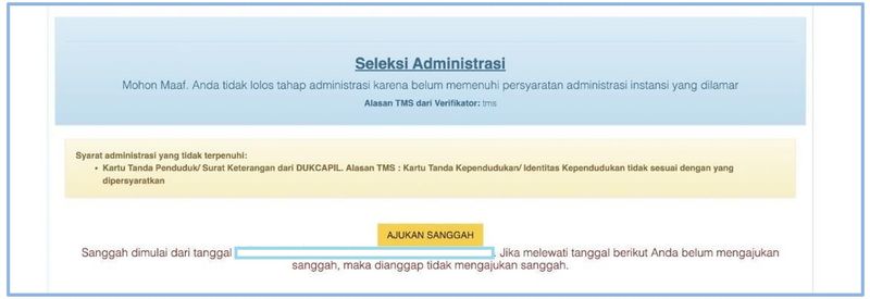 Hasil Seleksi Administrasi CPNS