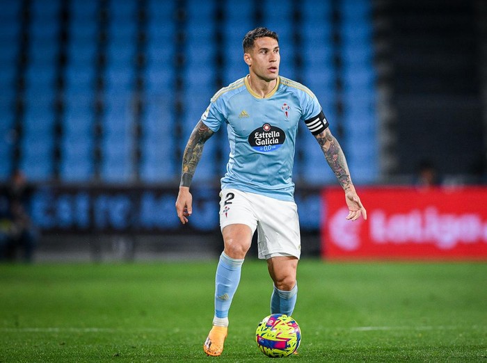 VIGO, SPAIN - APRIL 17: Hugo Mallo of RC Celta in action during the LaLiga Santander match between RC Celta and RCD Mallorca at Estadio Balaidos on April 17, 2023 in Vigo, Spain. (Photo by Octavio Passos/Getty Images)