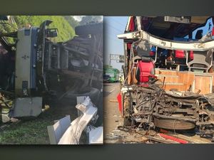 Tabrakan di Tol Semarang-Batang: Bus Ringsek, Truk Masuk Parit