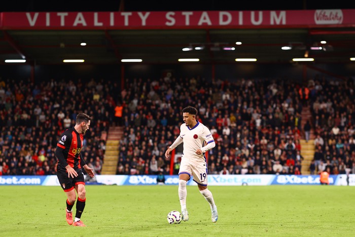 BOURNEMOUTH, ENGLAND - SEPTEMBER 14: Jadon Sancho of Chelsea during the Premier League match between AFC Bournemouth and Chelsea FC at Vitality Stadium on September 14, 2024 in Bournemouth, England. (Photo by Jacques Feeney/Offside/Offside via Getty Images)