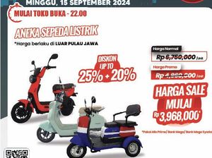 Cuma di Transmart Full Day Sale, Beli Sepeda Listrik Lebih Murah Rp 2,7 Juta