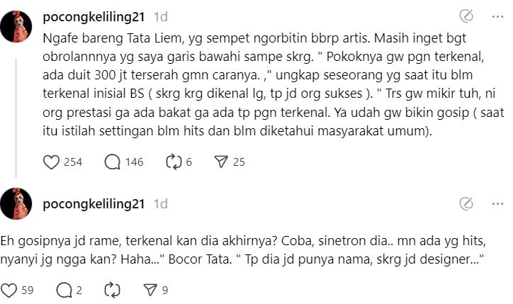 Cuitan soal artis settingan.