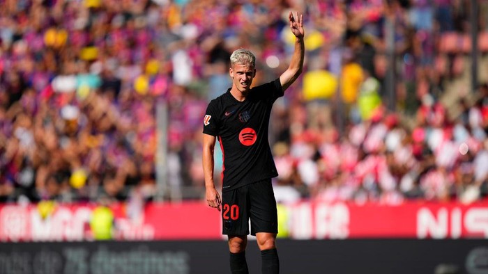 Dani Olmo attacking midfield of Barcelona and Spain during the LaLiga match between Girona FC and FC Barcelona  at Montilivi Stadium on September 15, 2024 in Girona, Spain. (Photo by Jose Breton/Pics Action/NurPhoto via Getty Images)