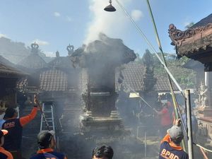 Merajan di Klungkung Terbakar gegara Anak-anak Bakar Sampah