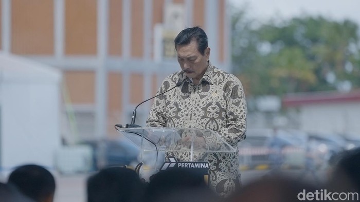 Menko Marves Luhut Binsar Pandjaitan dalam sambutan di Bali International Airshow 2024.