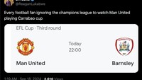 Fans MU pantang nonton Liga Champions! Foto: dok. Internet/X (Twitter)