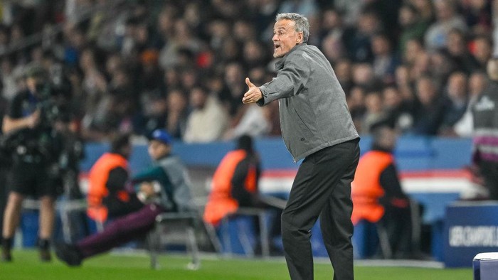 Paris, France - September 18: head coach Luis Enrique of Paris Saint-Germain gestures during the UEFA Champions League 2024/25 League Phase MD1 match between Paris Saint-Germain and Girona FC at Parc des Princes on September 18, 2024 in Paris, France. (Photo by Harry Langer/DeFodi Images via Getty Images)