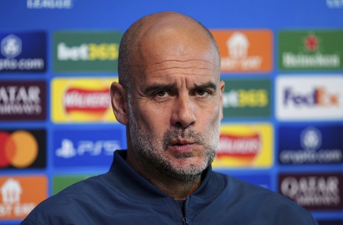 Pep Guardiola Manchester City manager Pep Guardiola attends a press conference at the City Football Academy in Manchester, England, Tuesday Sept. 17, 2024. (Martin Rickett/PA via AP)